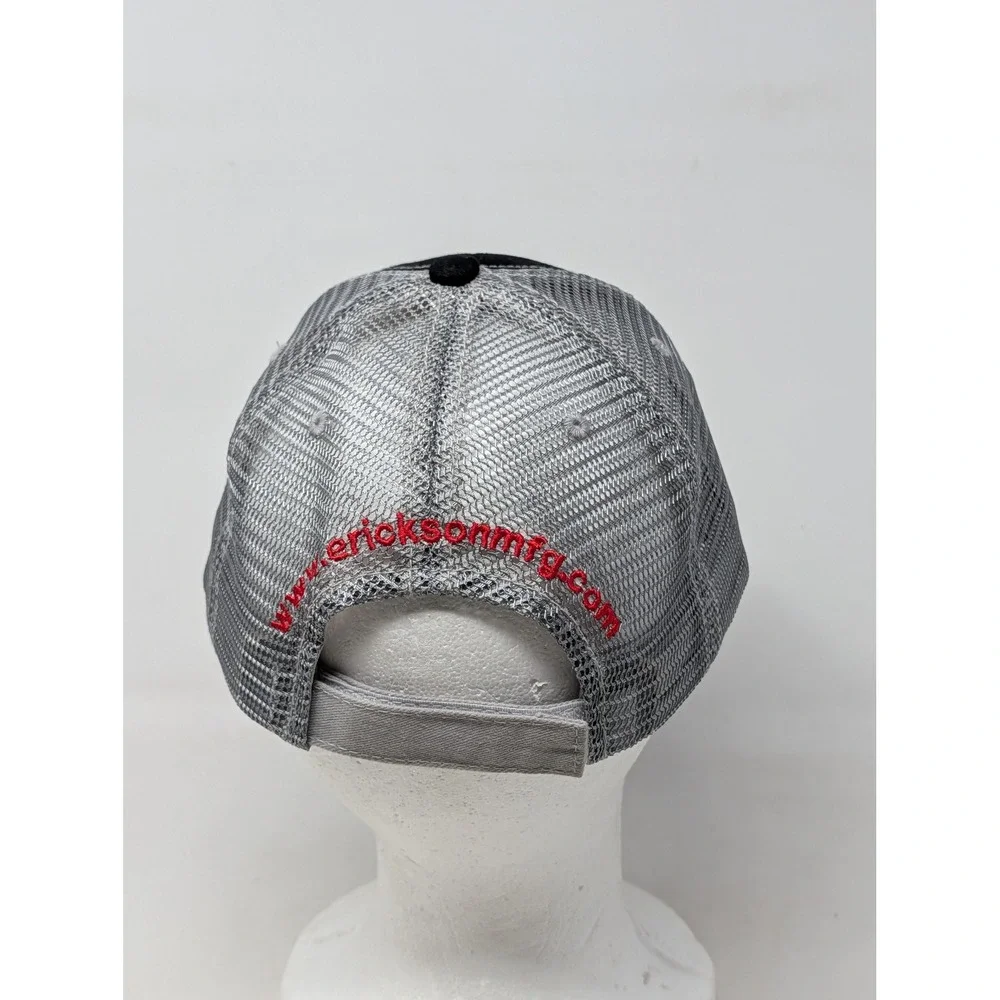 Erickson Manufacturing Trucker Hat Mountain Lakes Black Grey Mesh Adjustable Cap
